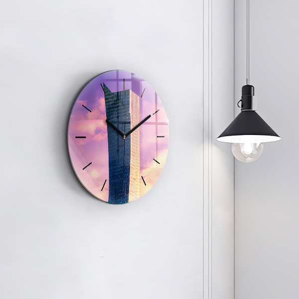 Zegar okrągły z nadrukiem Drapacz chmur w Warszawie