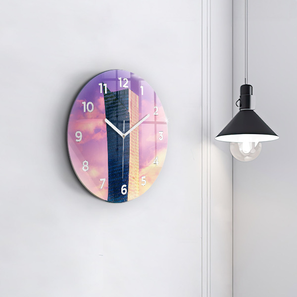 Zegar okrągły z nadrukiem Drapacz chmur w Warszawie