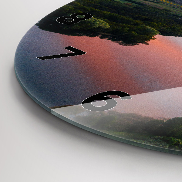 Zegar okrągły z nadrukiem Widok na jezioro