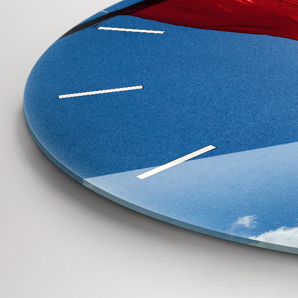 Zegar okrągły z nadrukiem Flaga Polski na tle nieba