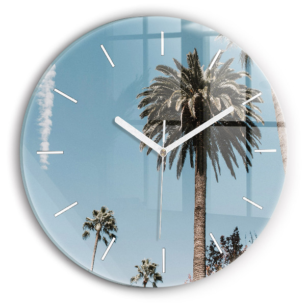 Zegar okrągły z nadrukiem Palmy w Los Angeles