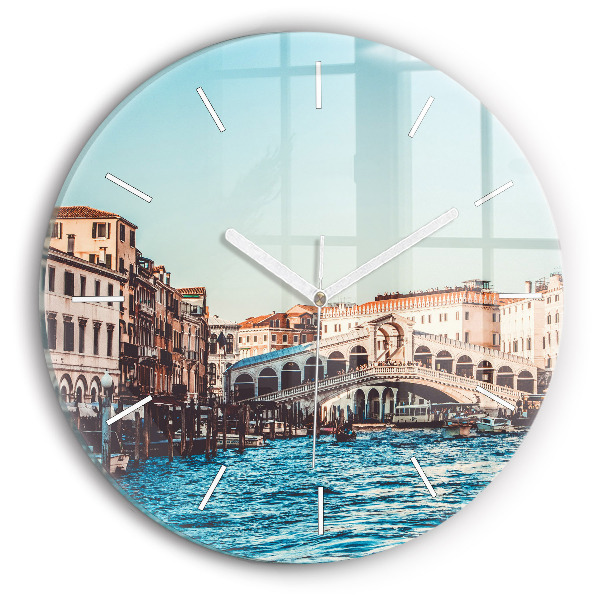 Zegar okrągły z nadrukiem Most Rialto w Wenecji