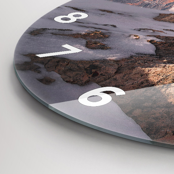 Zegar okrągły z nadrukiem Góra pokryta śniegiem