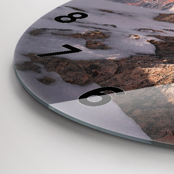 Zegar okrągły z nadrukiem Góra pokryta śniegiem