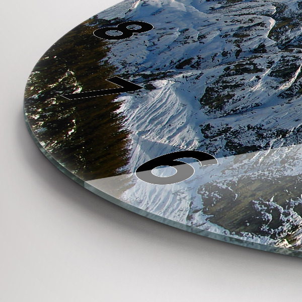 Zegar okrągły z nadrukiem Góry pod błękitnym niebem