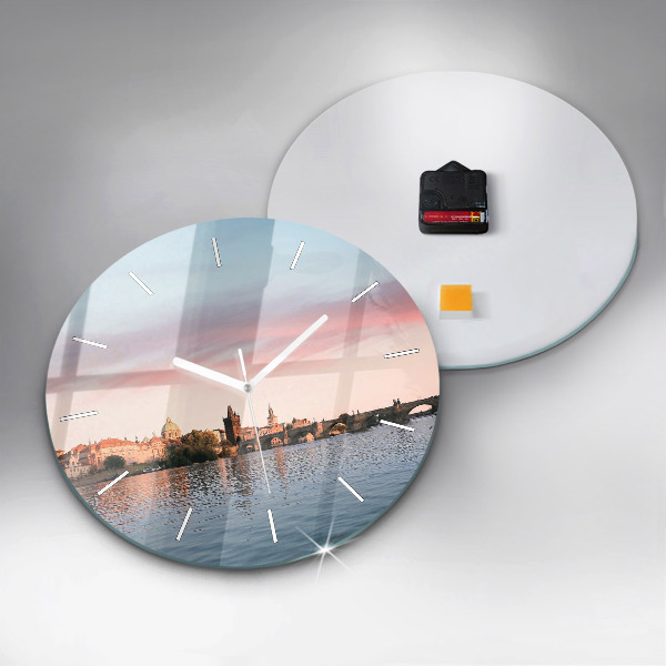 Zegar okrągły z nadrukiem Most Karola w Pradze