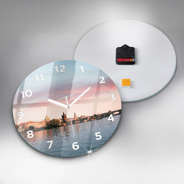 Zegar okrągły z nadrukiem Most Karola w Pradze