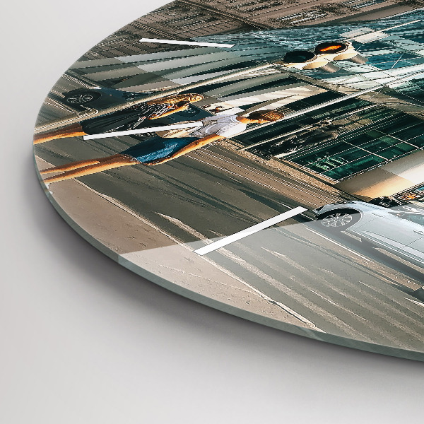 Zegar okrągły z nadrukiem Tańczący dom Praga