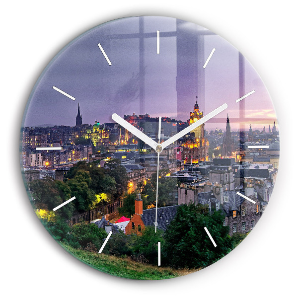 Zegar okrągły z nadrukiem Edynburg z Calton Hill