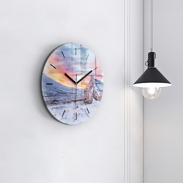 Zegar okrągły z nadrukiem Domek w górach