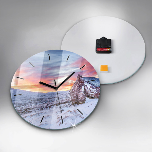 Zegar okrągły z nadrukiem Domek w górach