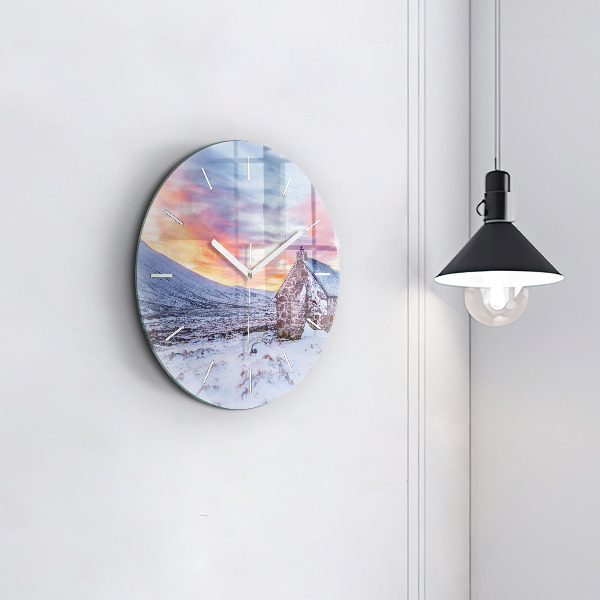 Zegar okrągły z nadrukiem Domek w górach