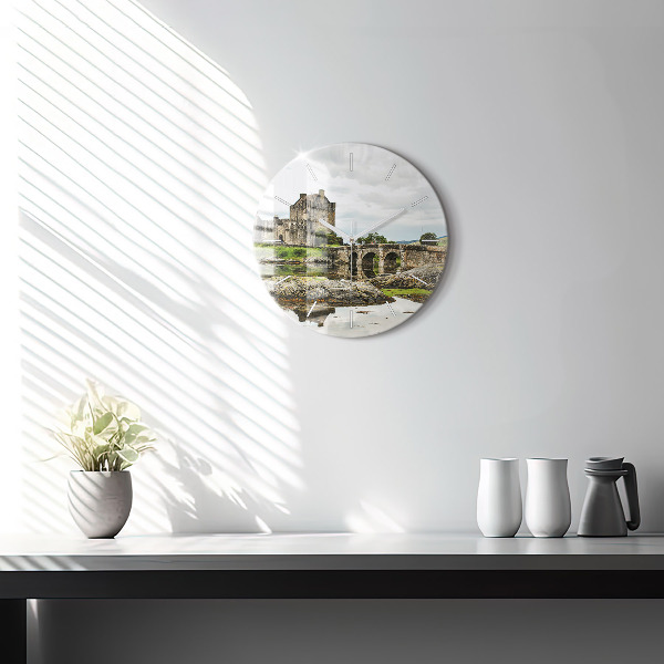 Zegar okrągły z nadrukiem Zamek Eilean Donan Szkocja