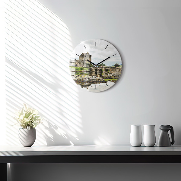 Zegar okrągły z nadrukiem Zamek Eilean Donan Szkocja