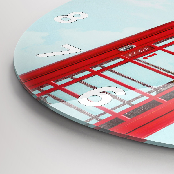 Zegar okrągły z nadrukiem Budka telefoniczna