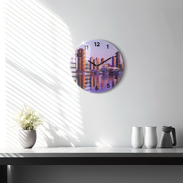 Zegar okrągły z nadrukiem Widok na wieżowce USA