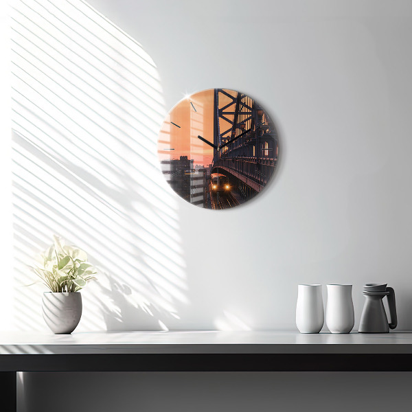 Zegar okrągły z nadrukiem Most Benjamin Franklin