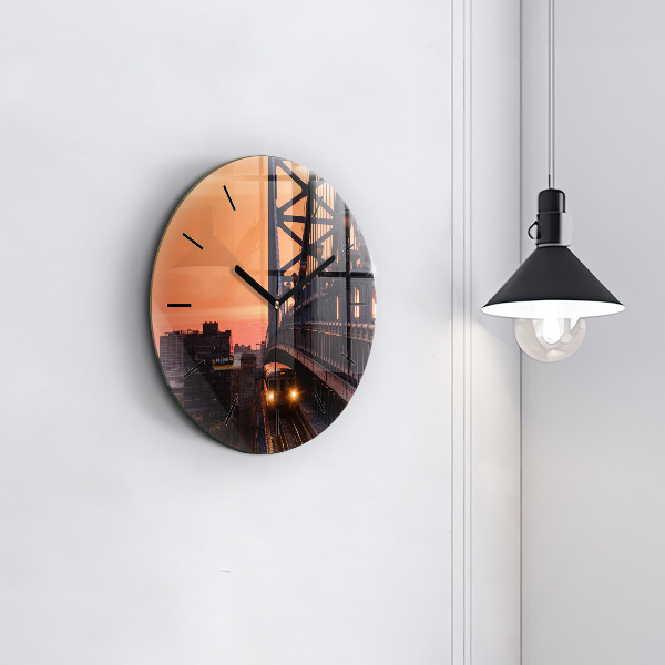 Zegar okrągły z nadrukiem Most Benjamin Franklin