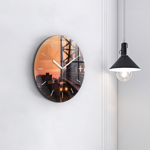 Zegar okrągły z nadrukiem Most Benjamin Franklin