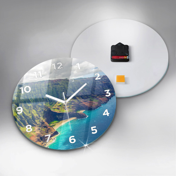 Zegar okrągły z nadrukiem Morze na Hawajach