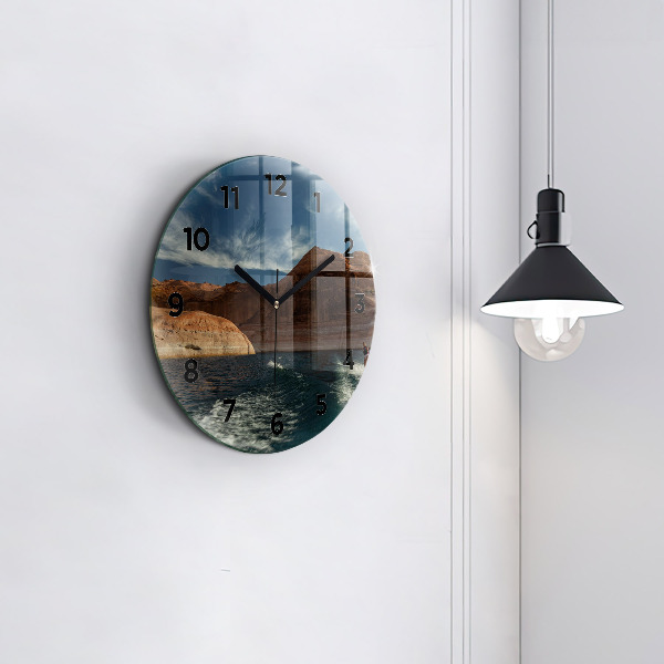 Zegar okrągły z nadrukiem Osoba na nartach wodnych