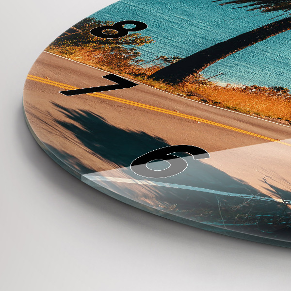 Zegar okrągły z nadrukiem Palmy w Malibu