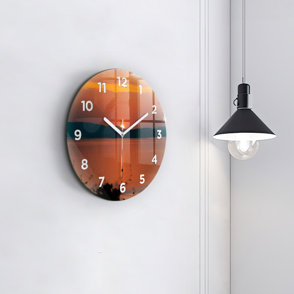 Zegar okrągły z nadrukiem Jezioro Balaton wieczorem