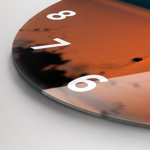 Zegar okrągły z nadrukiem Jezioro Balaton wieczorem