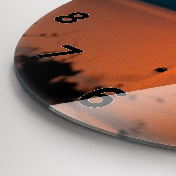 Zegar okrągły z nadrukiem Jezioro Balaton wieczorem