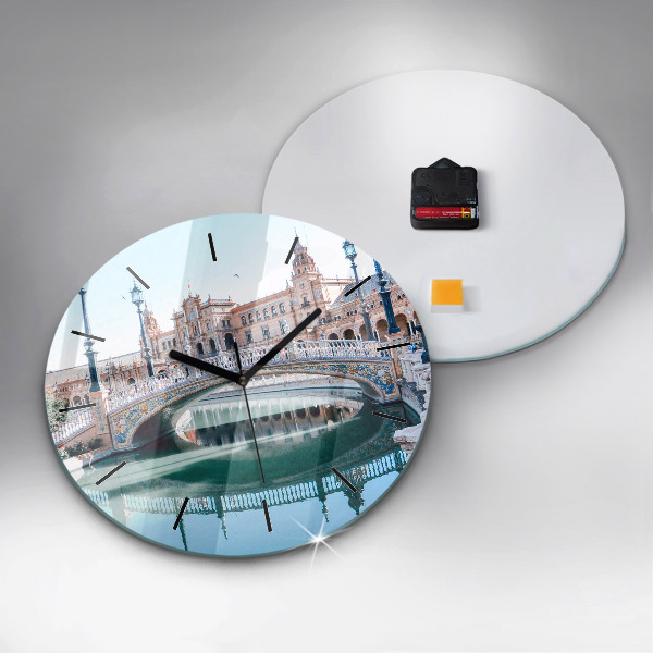 Zegar okrągły z nadrukiem Plac Hiszpański w Sevilli