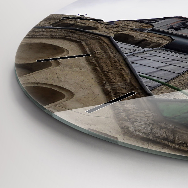 Zegar okrągły z nadrukiem Posąg Matki Boskiej w Lyon