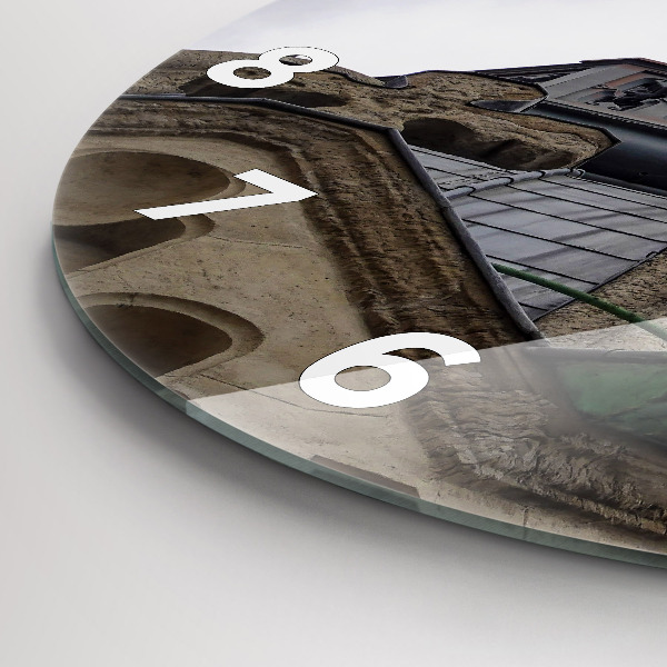 Zegar okrągły z nadrukiem Posąg Matki Boskiej w Lyon