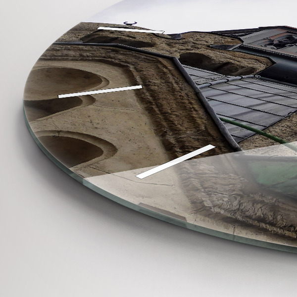 Zegar okrągły z nadrukiem Posąg Matki Boskiej w Lyon