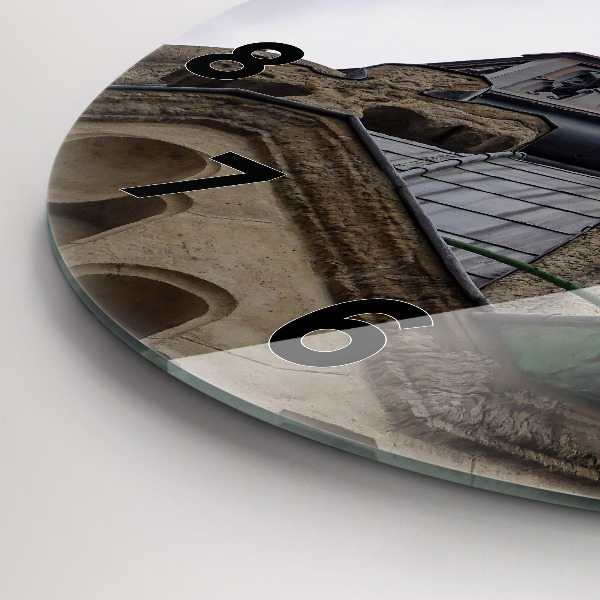 Zegar okrągły z nadrukiem Posąg Matki Boskiej w Lyon