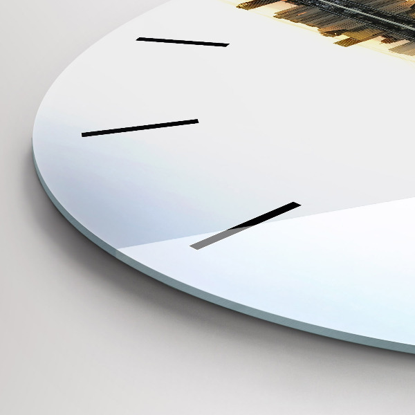 Zegar okrągły z nadrukiem Miasto nad rzeką