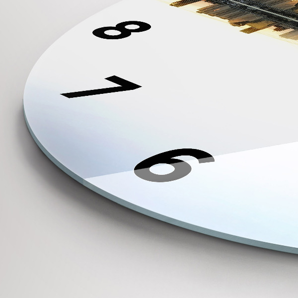 Zegar okrągły z nadrukiem Miasto nad rzeką