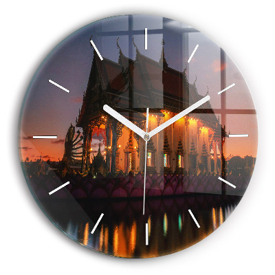 Zegar okrągły z nadrukiem Świątynia w Bangkok