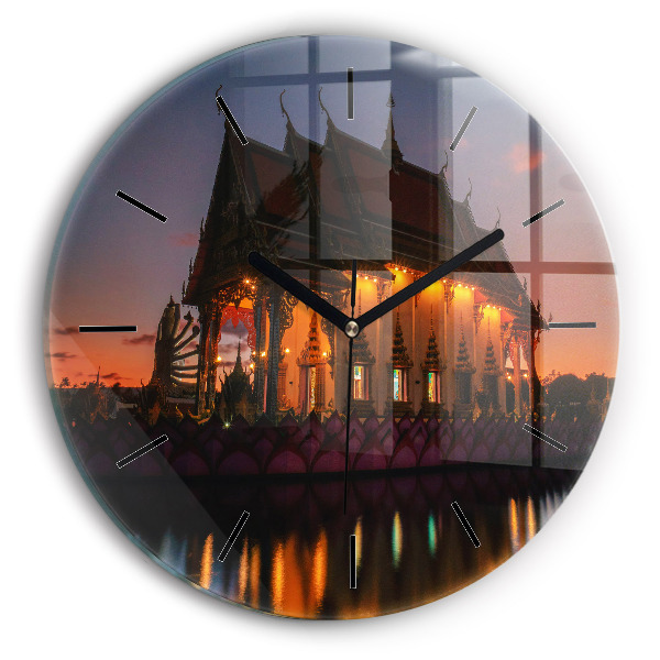 Zegar okrągły z nadrukiem Świątynia w Bangkok