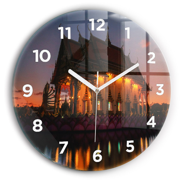 Zegar okrągły z nadrukiem Świątynia w Bangkok