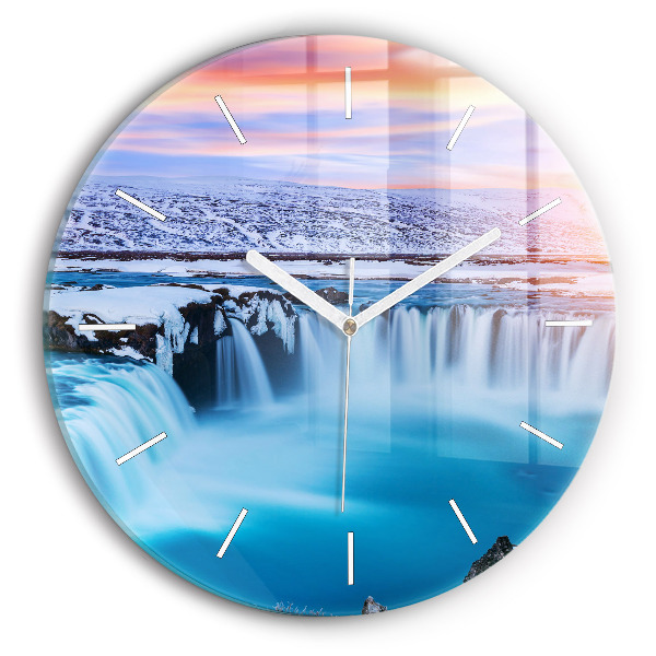 Zegar ścienny okrągły Wodospad Godafoss Islandia