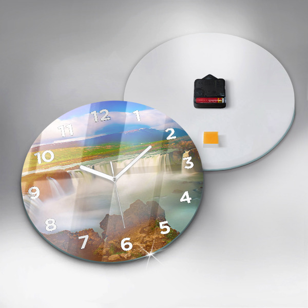 Zegar ścienny okrągły Godafoss na Islandii