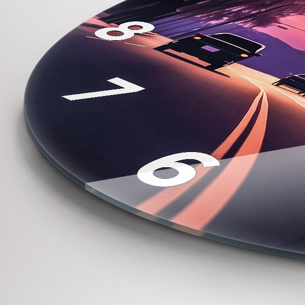 Zegar ścienny okrągły Zachód słońca w LA