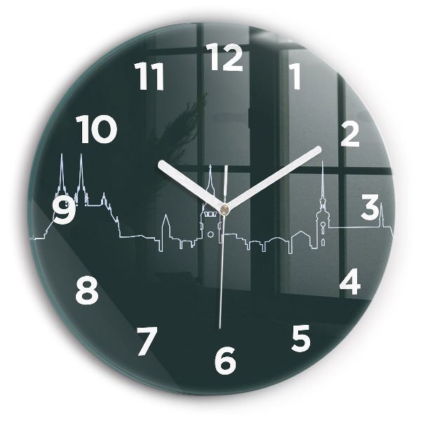 Zegar okrągły Line-art miasta Brno