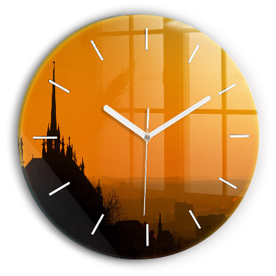 Zegar okrągły Widok na katedrę Brno