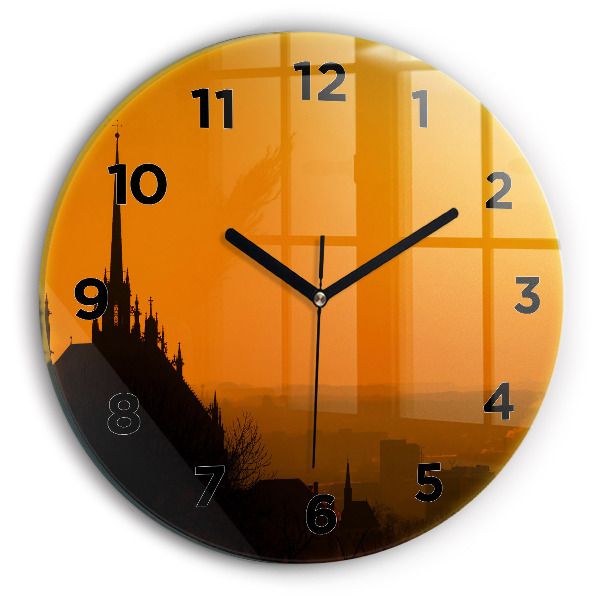 Zegar okrągły Widok na katedrę Brno