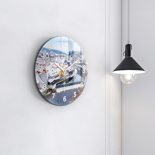Zegar ścienny okrągły Panorama miasta w zimie