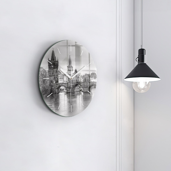 Zegar ścienny okrągły Most Karola w Pradze