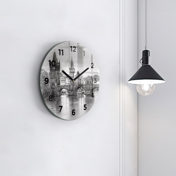 Zegar ścienny okrągły Most Karola w Pradze