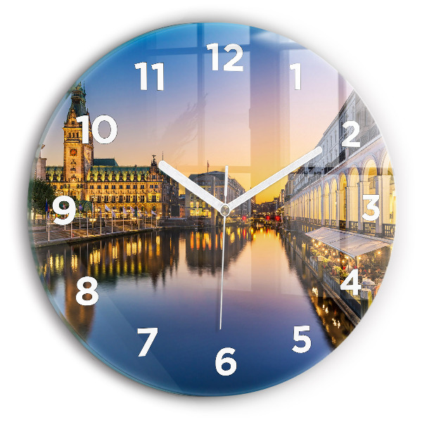 Zegar ścienny okrągły Ratusz w Hamburgu