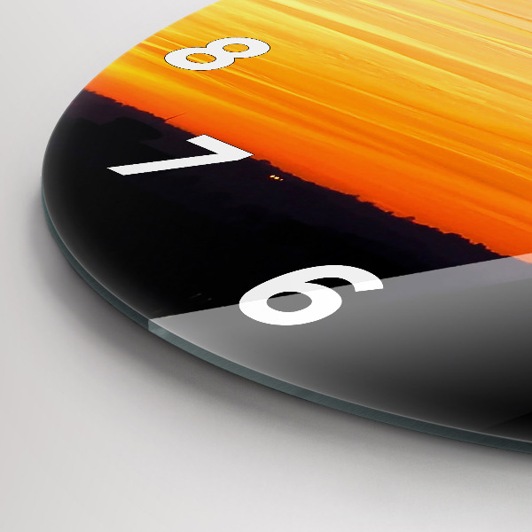 Zegar szklany okrągły Budynek i zachód słońca